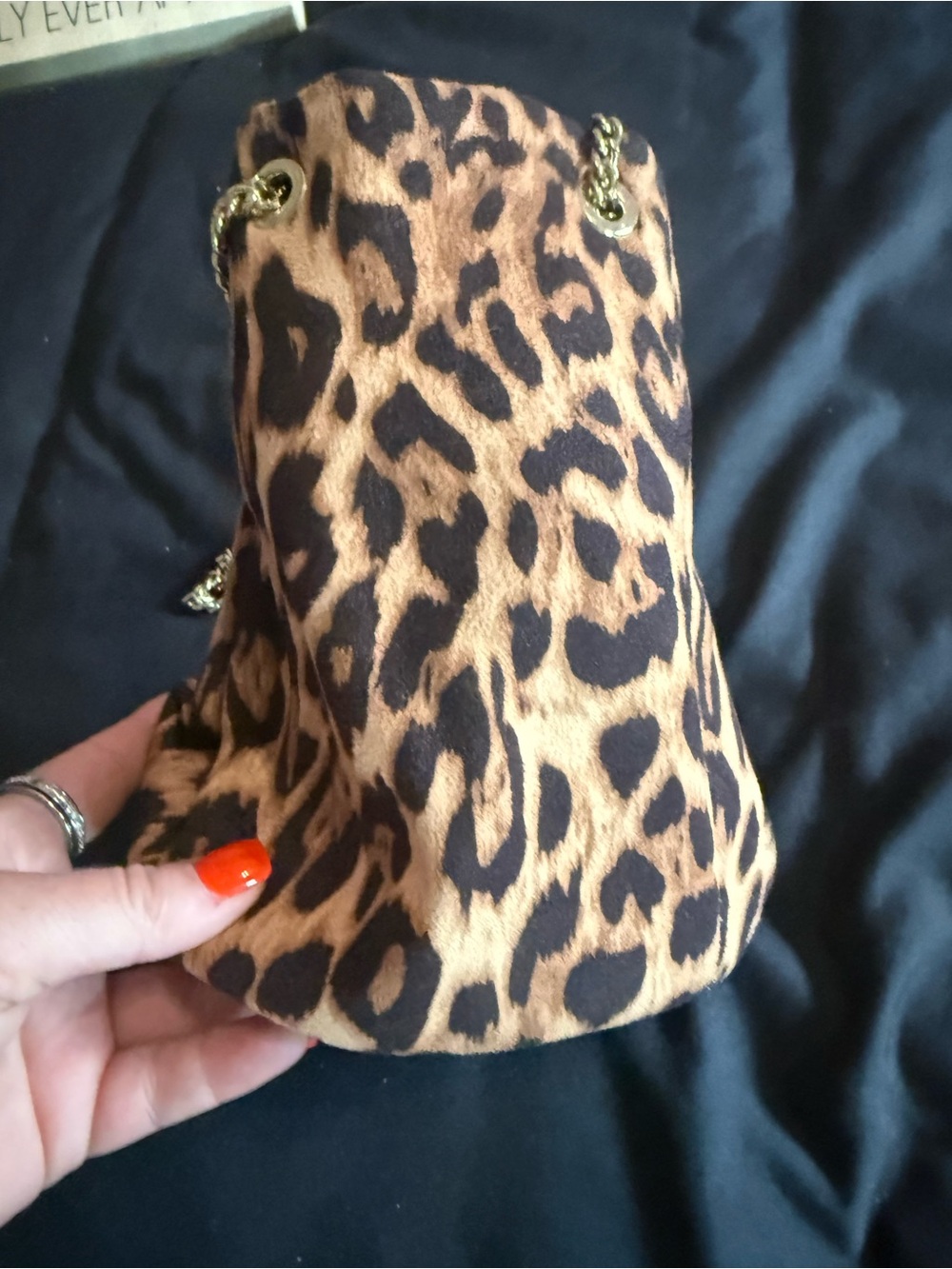 Express Leopard Print Mini Drawstring Bag - Brown & Black
